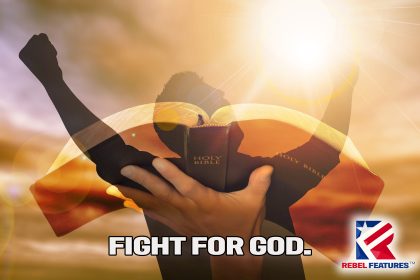 Strong man looking to god for spiritual hope. Religious symbol bible. fight for god.